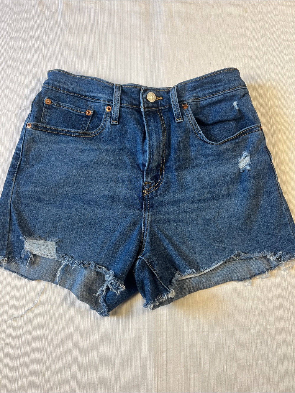 Signature by Levi Strauss Distressed High-Rise Denim Shorts